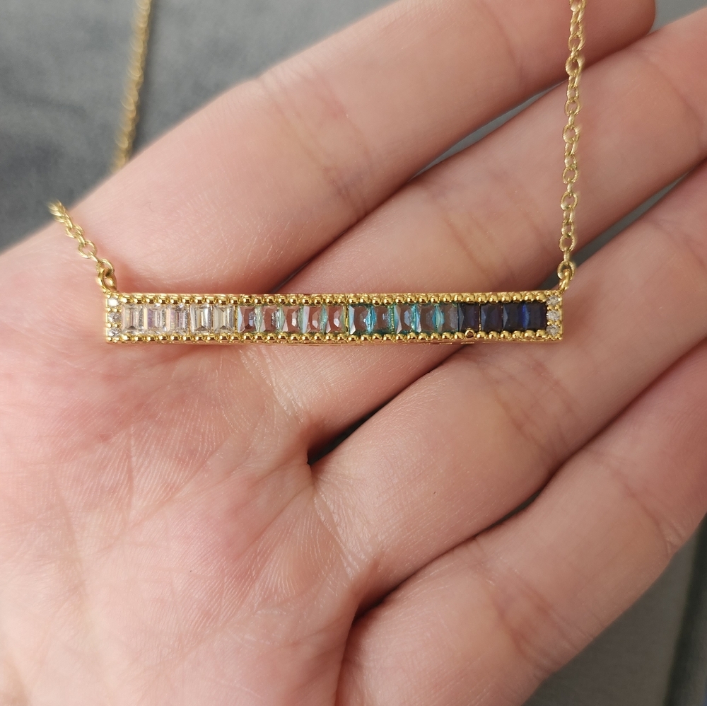 Kevia Vita 19 Stone Blue Gradiant 18K Gold Plate Necklace